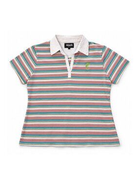 Ashworth Striped 100% Cotton Polo Shirt Womens